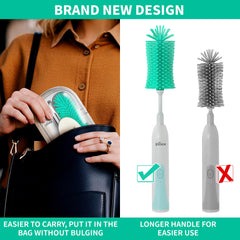 ZIOXX flat-design bottle cleaner fits small bags for travel and easy storage.