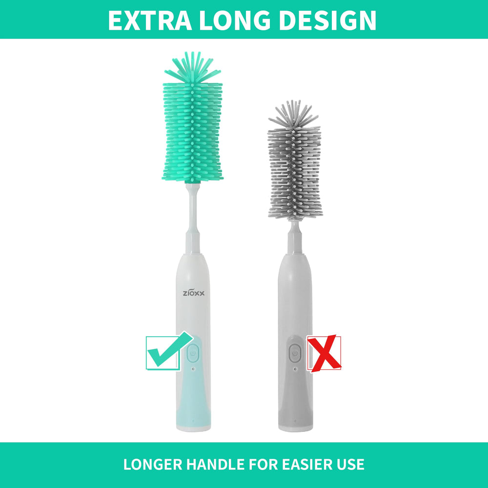 ZIOXX Nipple brush cleans small parts thoroughly for easy bottle prep.