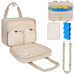 ZIOZERTT breastmilk cooler bag in khaki for on-the-go pump storage.