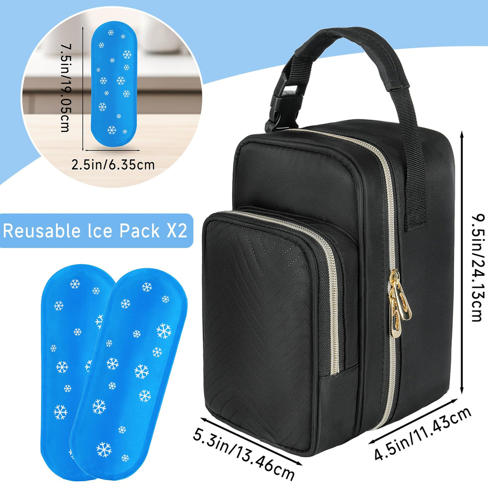 ZIOZERTT breastmilk cooler bag back pocket stores unused bags and nursing pads.
