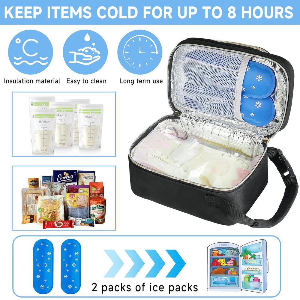 ZIOZERTT breastmilk cooler bag with ice packs included for long outings.