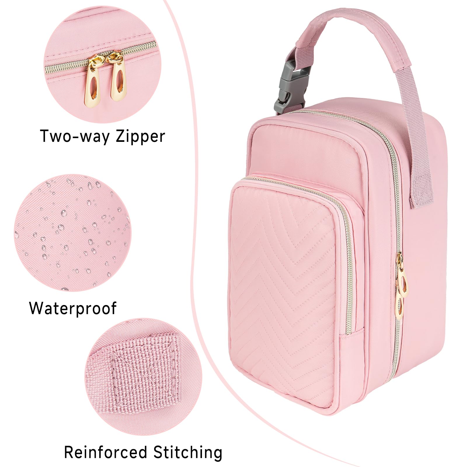 ZIOZERTT breastmilk cooler bag pink buckle handle for stroller attachment