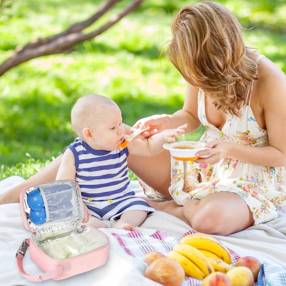 ZIOZERTT breastmilk cooler bag pink portable lightweight for travel