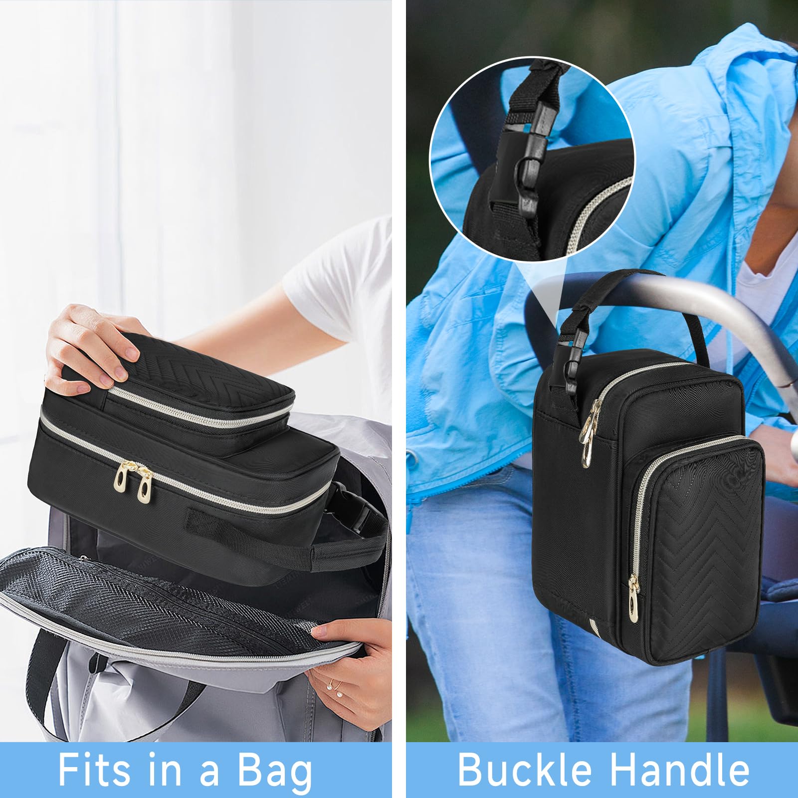 ZIOZERTT breastmilk cooler bag side view highlighting compact lightweight design.