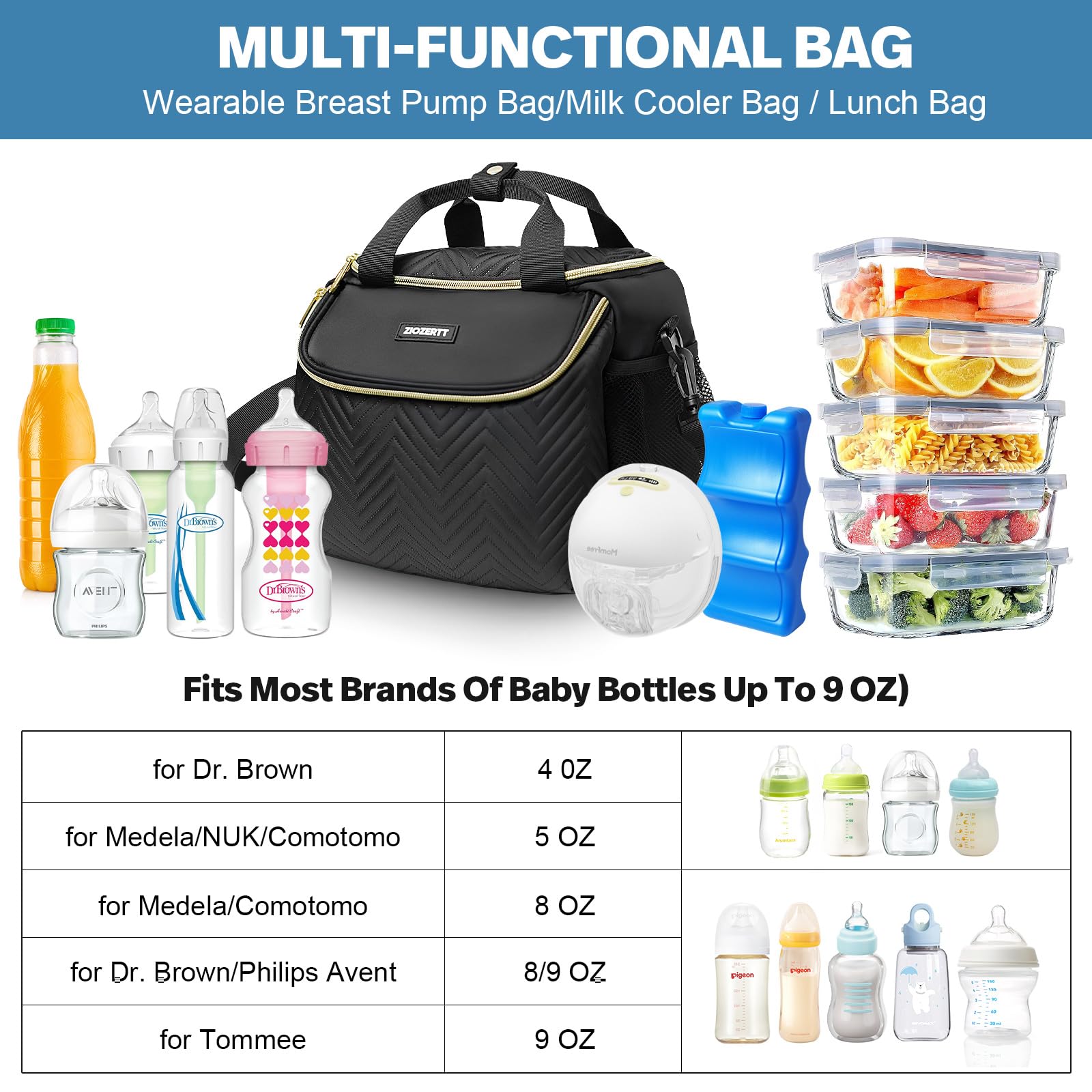 ZIOZERTT breastmilk cooler with ice pack supports hours of freshness