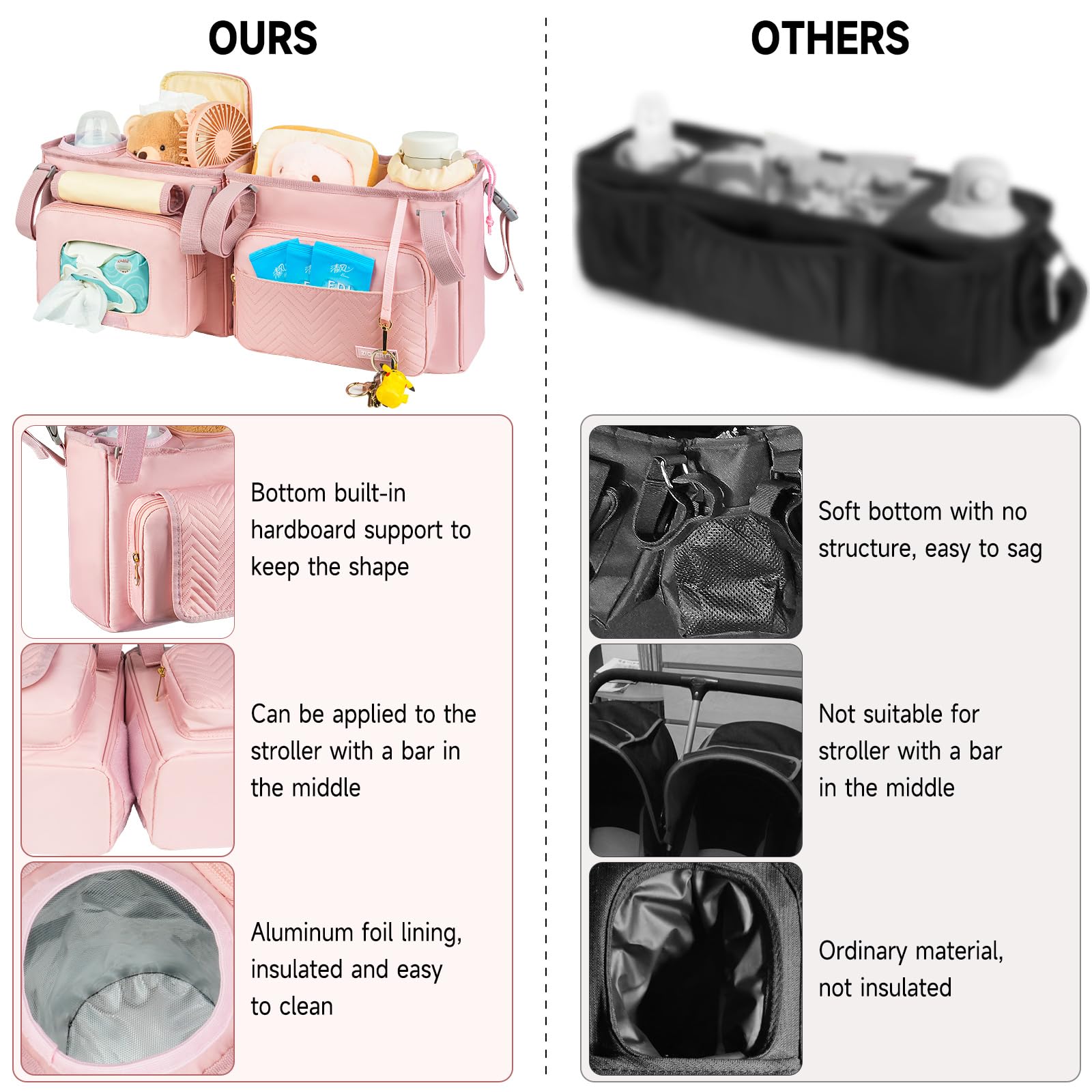 ZIOZERTT pink cooler pocket insulated keeps bottles ready and easy to wipe.