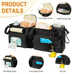 ZIOZERTT Double Stroller Caddy cooler pocket with foil lining