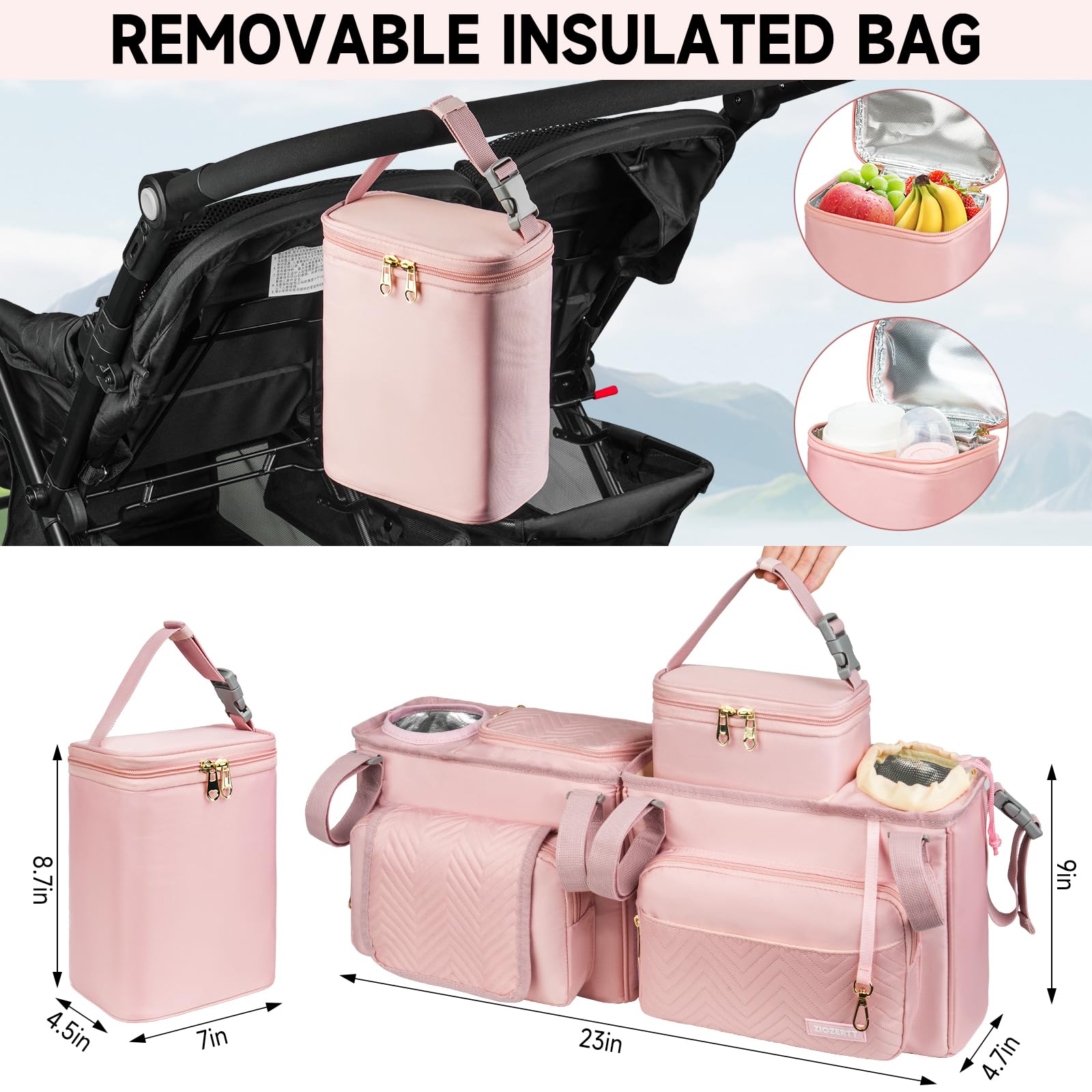 ZIOZERTT secure side clips ensure stable stroller attachment.