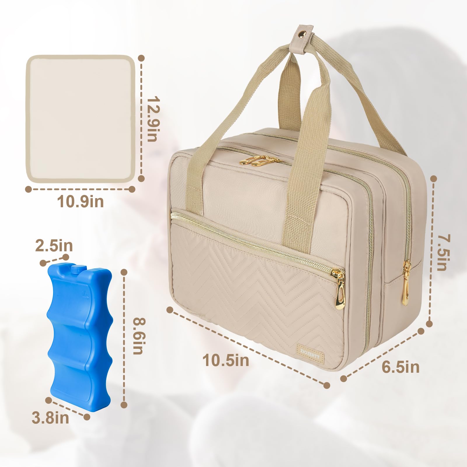 ZIOZERTT ice pack included for convenient cooling on the go.