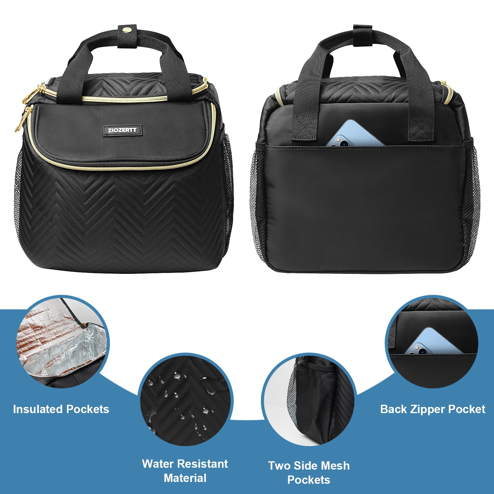 ZIOZERTT bag with multiple pockets for bottles and essentials