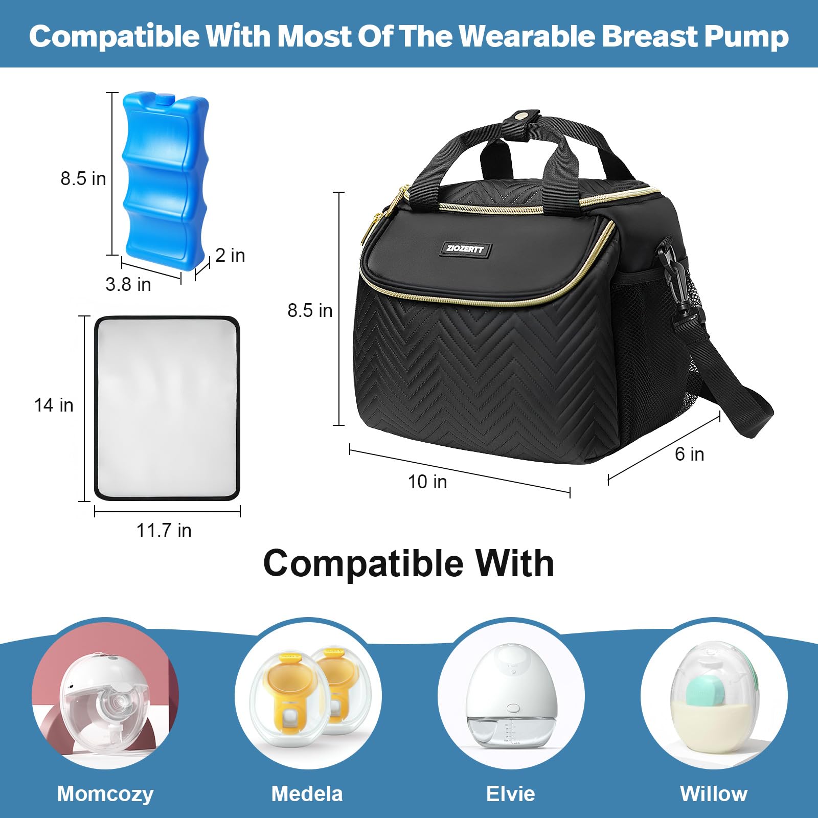 ZIOZERTT bag showing insulated compartment for keeping milk cool