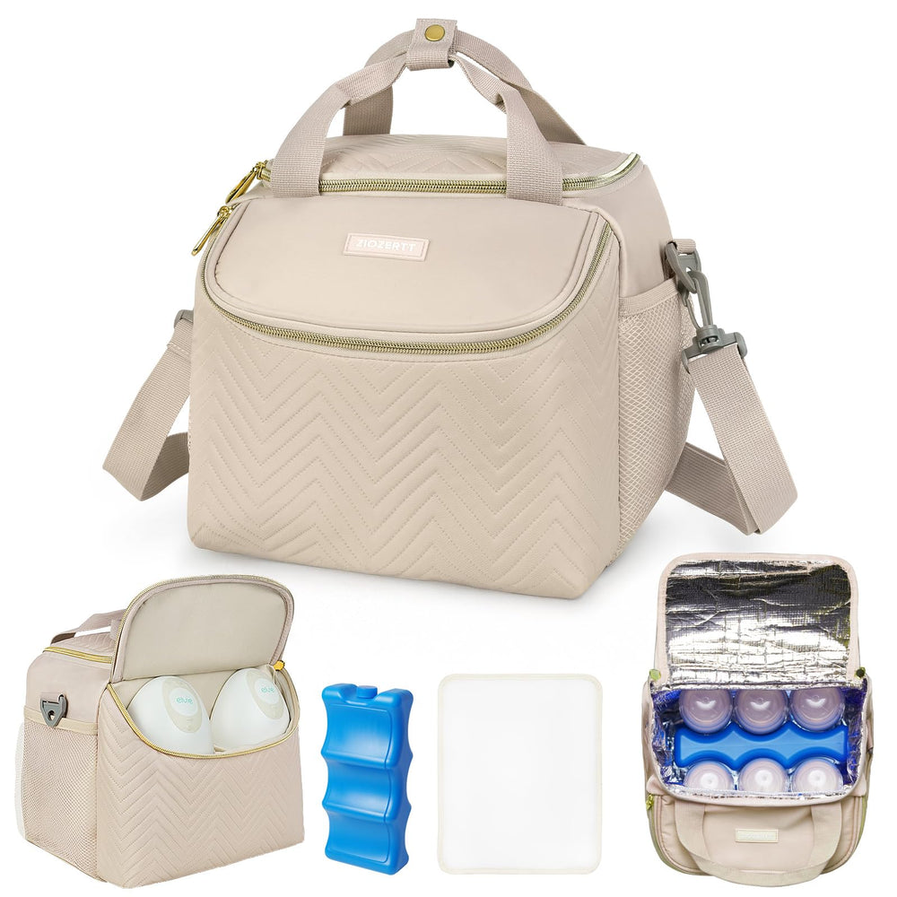 ZIOZERTT wearable breast pump bag showing portable design for hands-free pumping on the go.