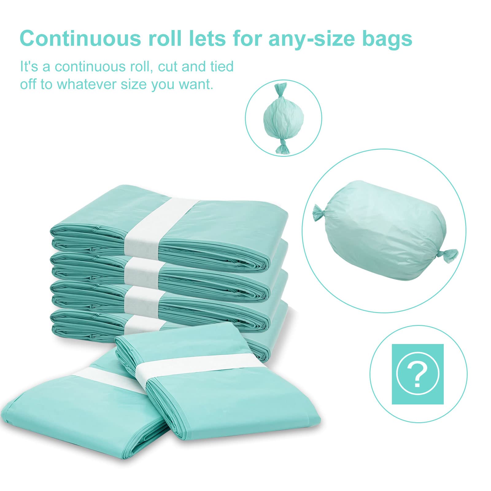 Zippland continuous liner roll shows 33 feet length for reduced waste and fewer replacements.