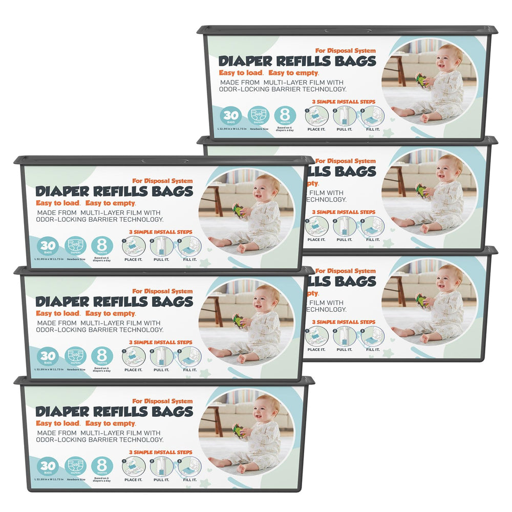 Zippland Genie Easy Roll refill bag ready for use, sealing odor and keeping the nursery fresh