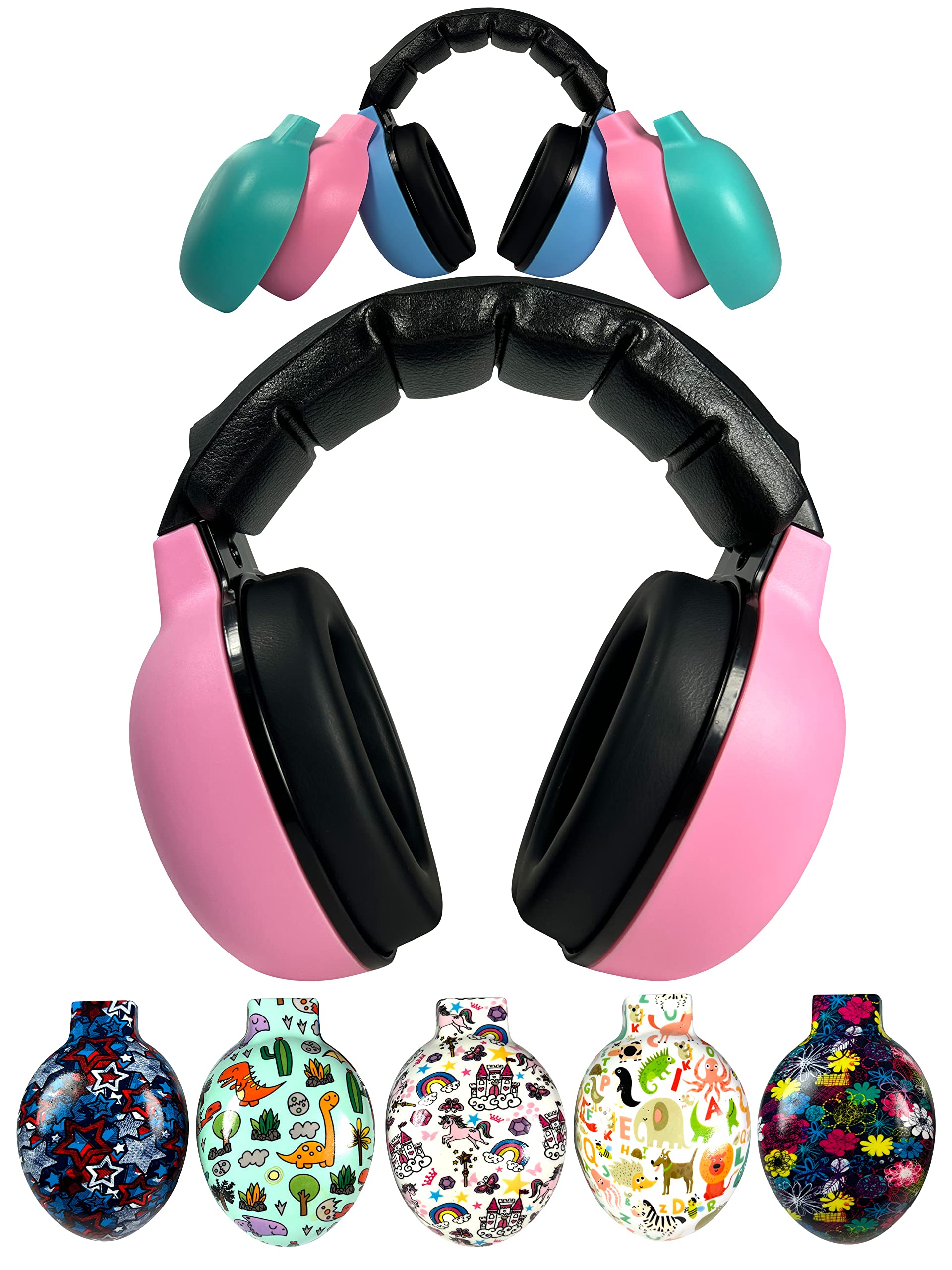 ZIPZ Baby Earmuffs pink front view with comfy fit for tiny ears.