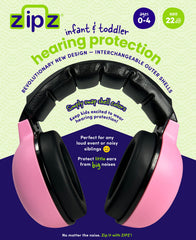 ZIPZ Baby Earmuffs pink interchangeable shells enable customizable style.