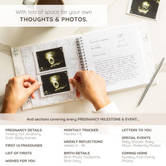 ZIRI & ZANE Keepsake Pregnancy Journal pages opened to track memories and milestones.