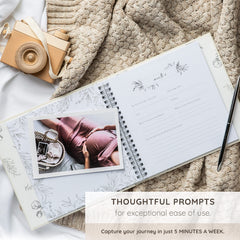 ZIRI & ZANE Keepsake Pregnancy Journal photo spaces for 4x6 inch images.
