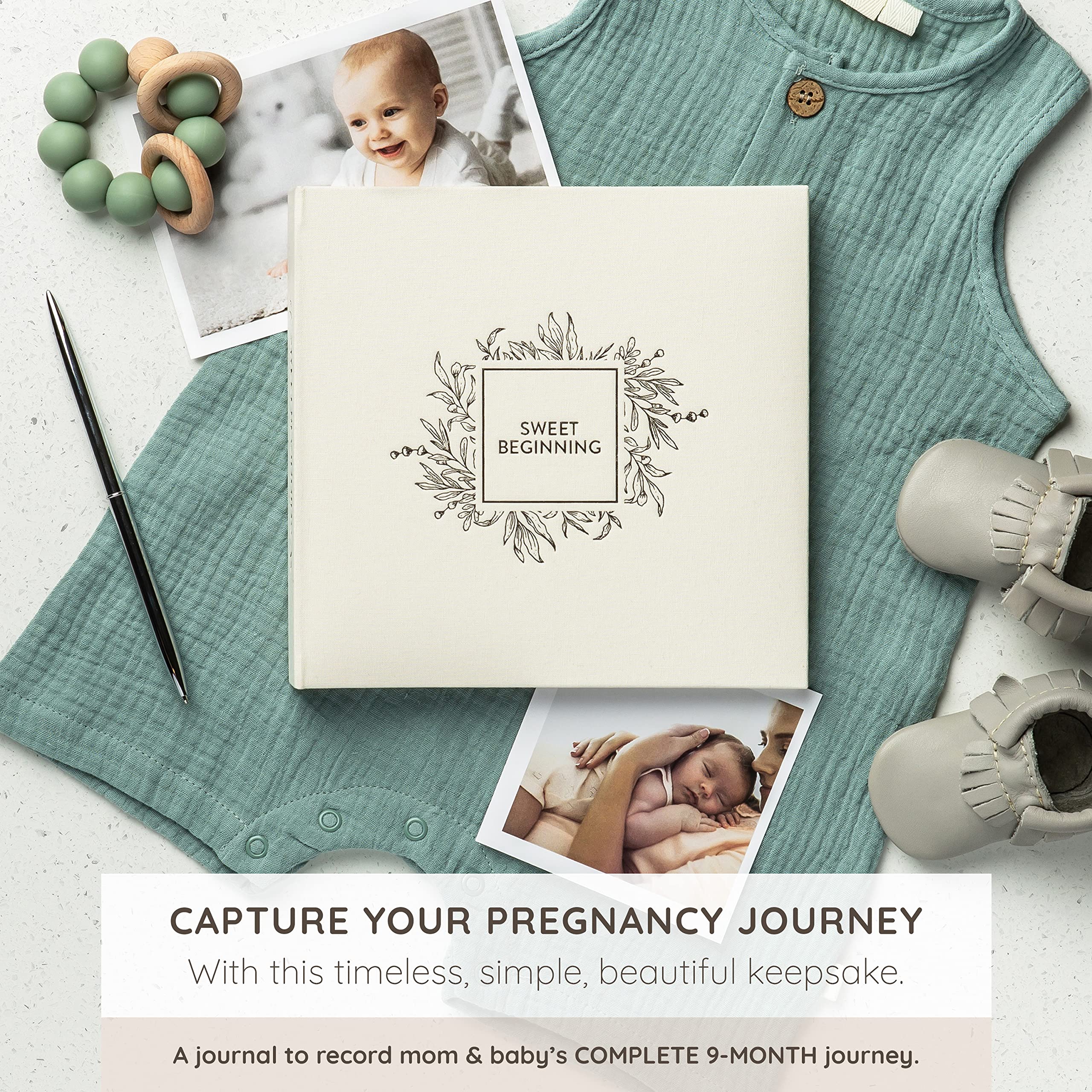 ZIRI & ZANE Keepsake Pregnancy Journal spine with silver foil for premium presentation.