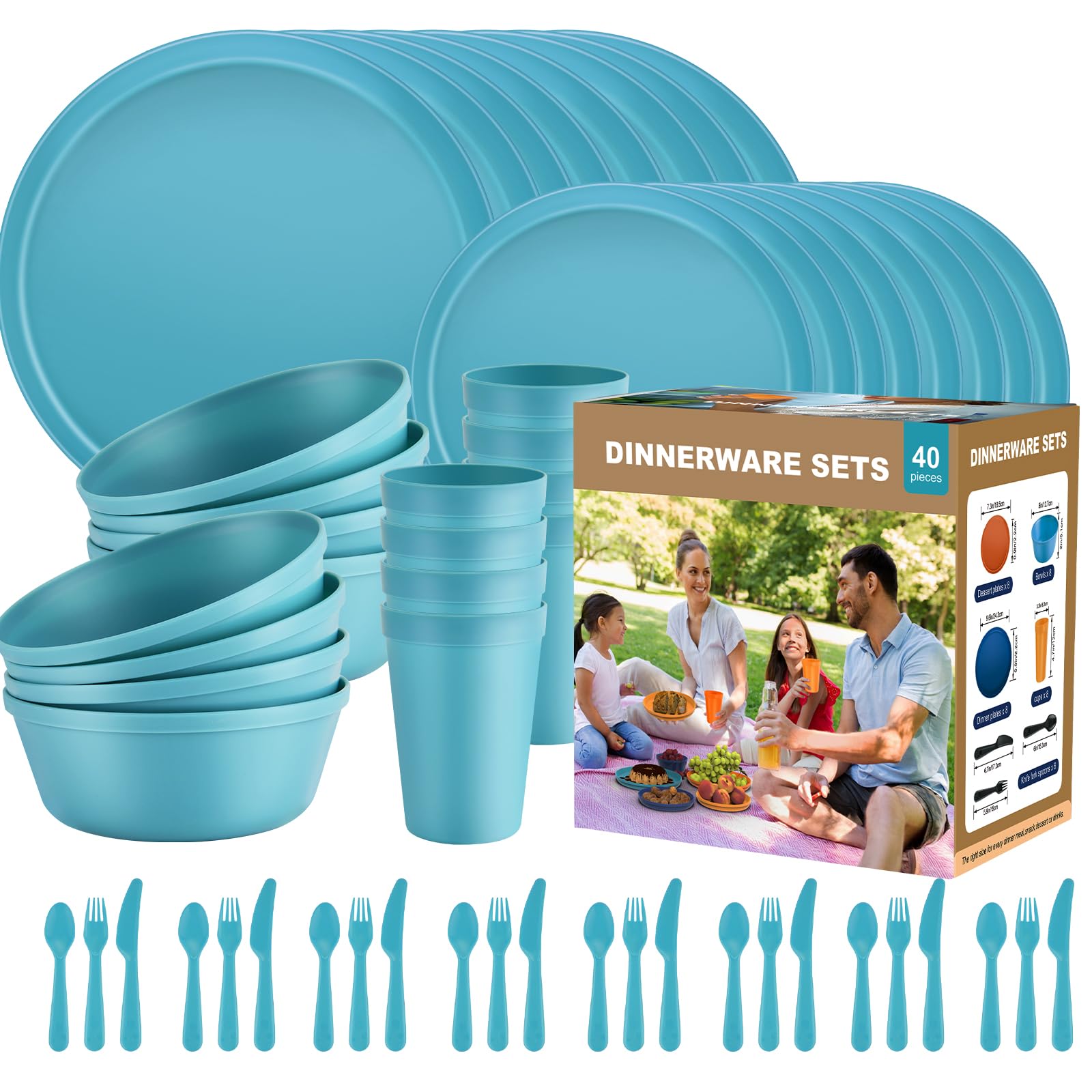 ZIVONA 40-piece unbreakable dinnerware set for kids — durable, toddler-friendly.