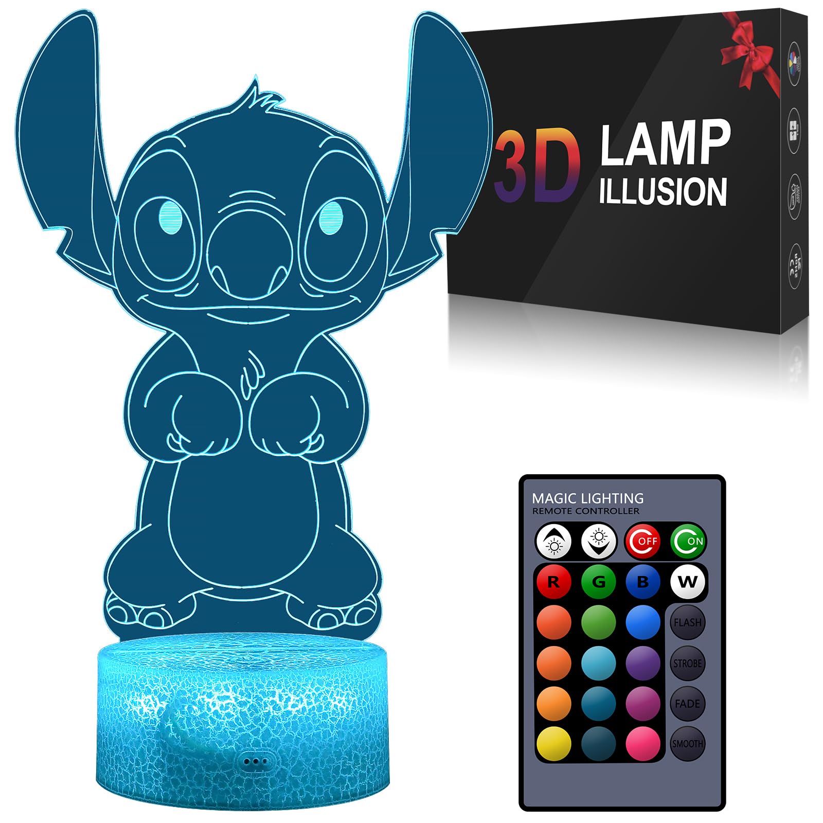 ZIXEAR 16-color 3D night light with remote for customizable ambiance