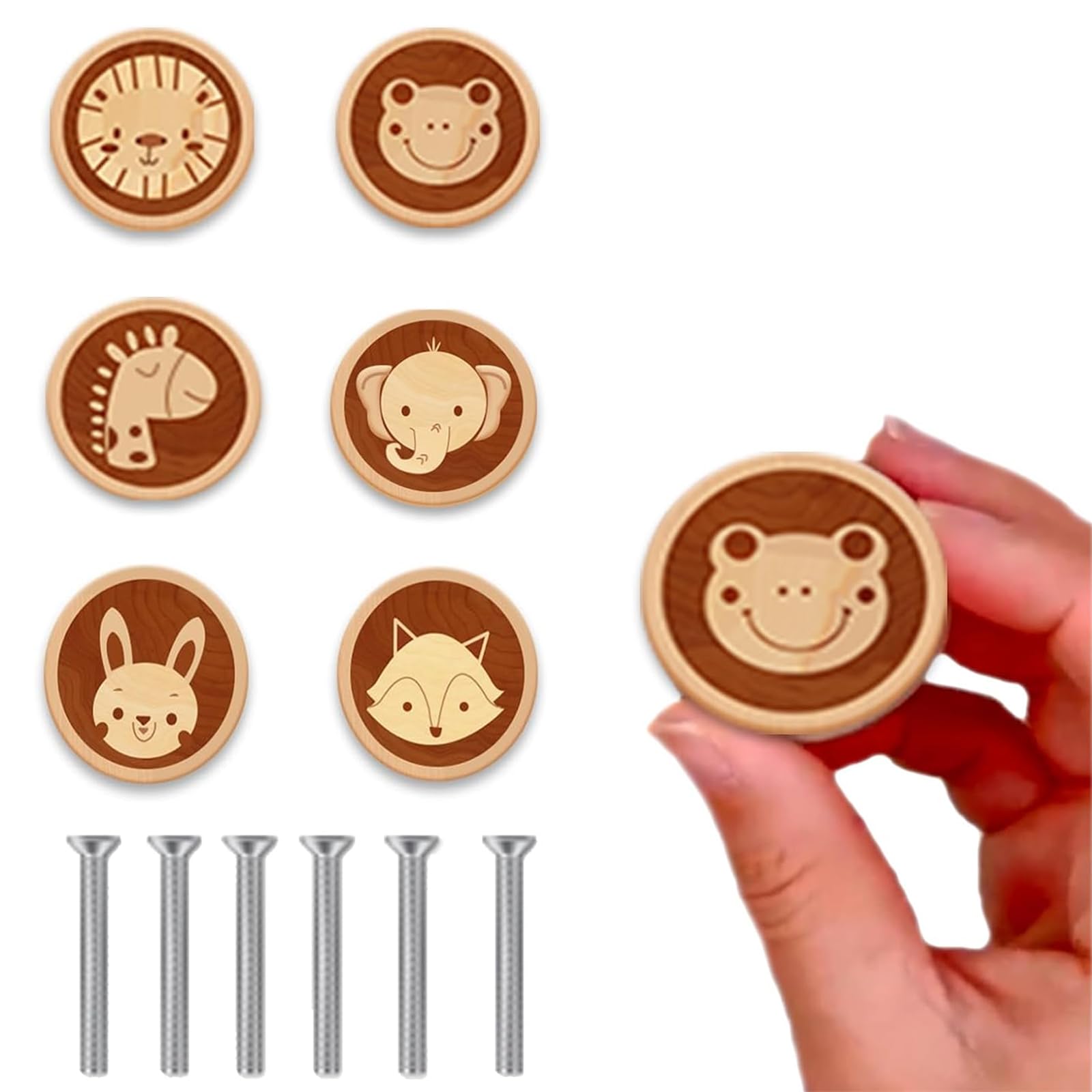 Ziyue wooden animal knob lion, durable grip for kids' drawers and playful nursery decor