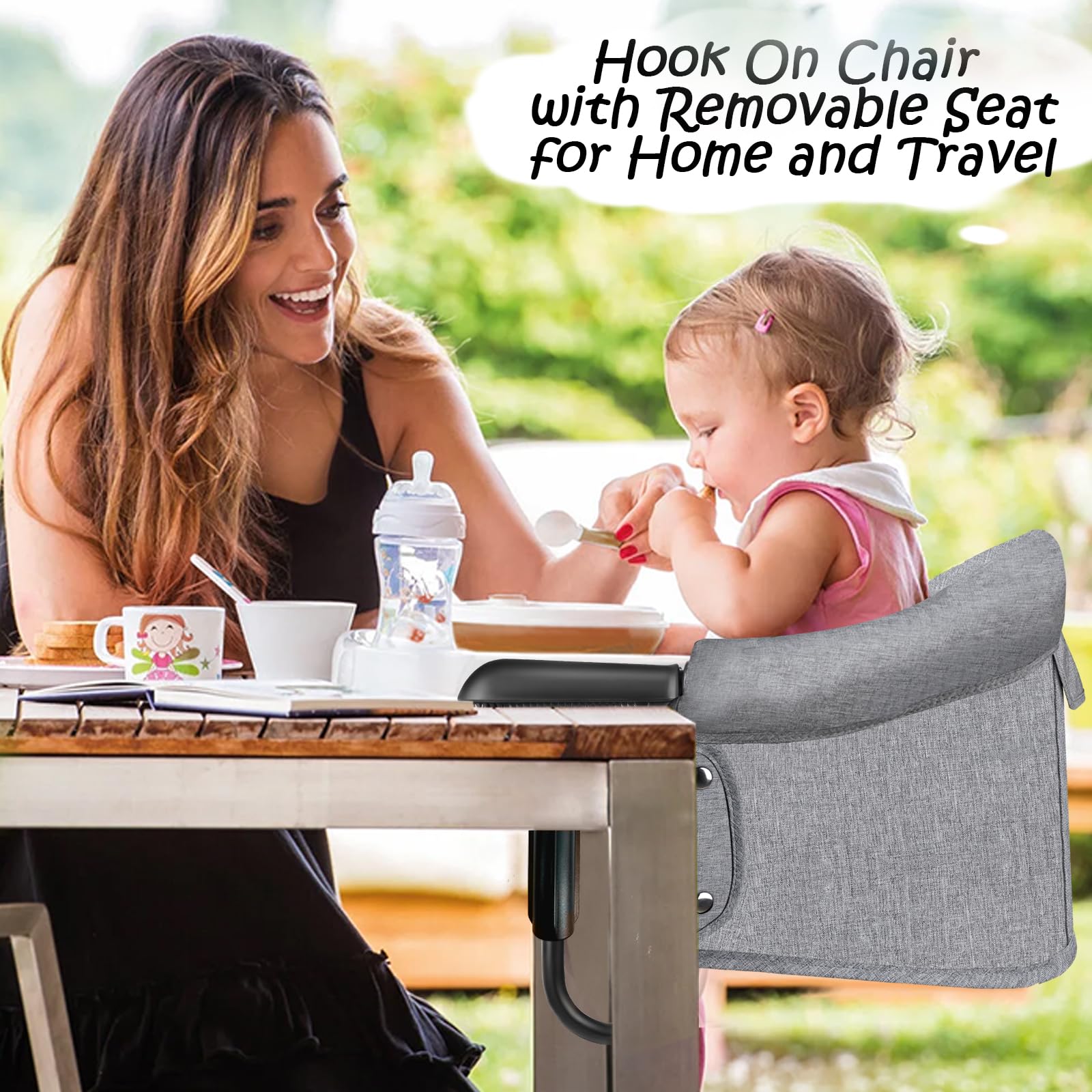 ZJNBMTFY Hook On Chair attaches to table for quick dining setup