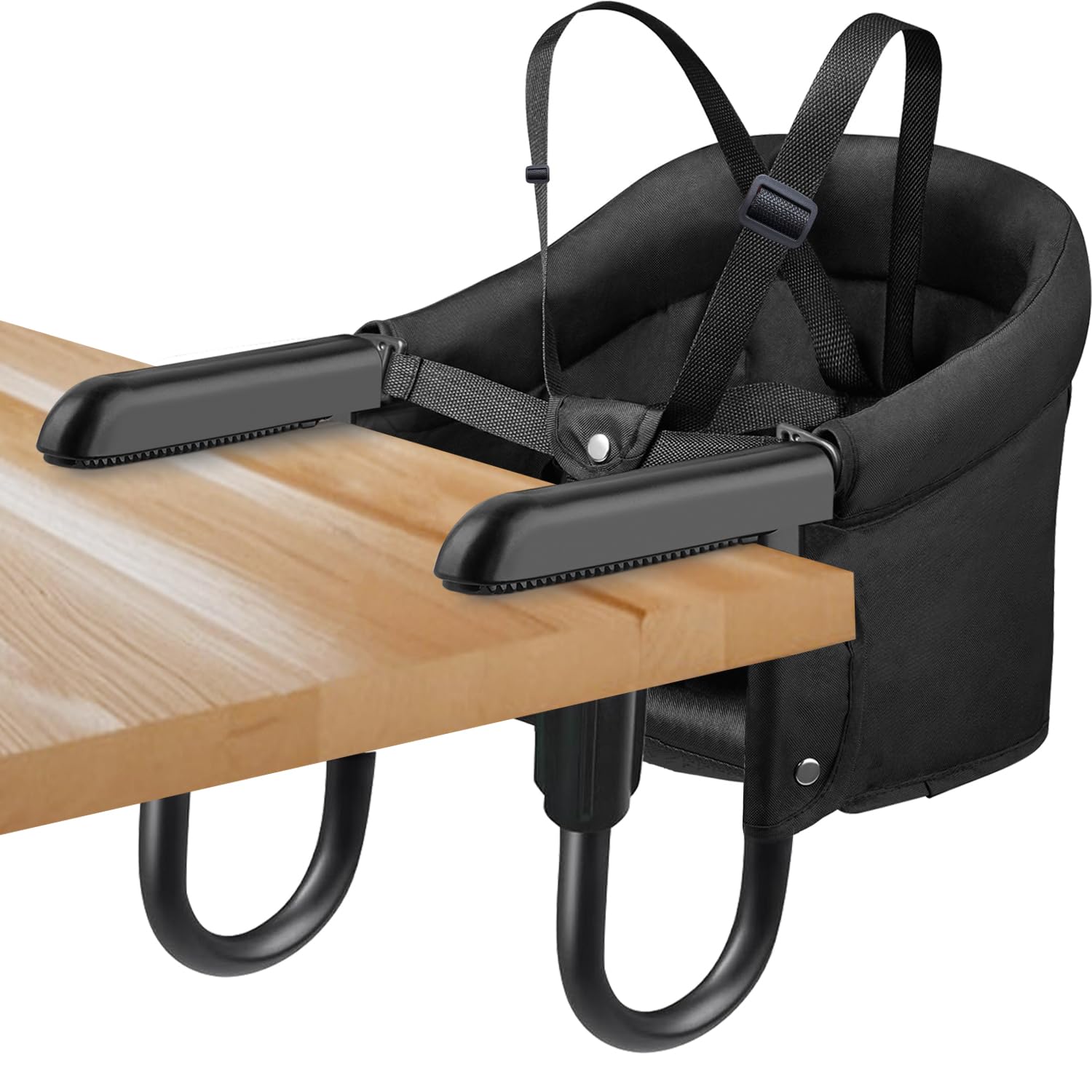 ZJNBMTFY hook-on-chair folds flat for compact travel storage.
