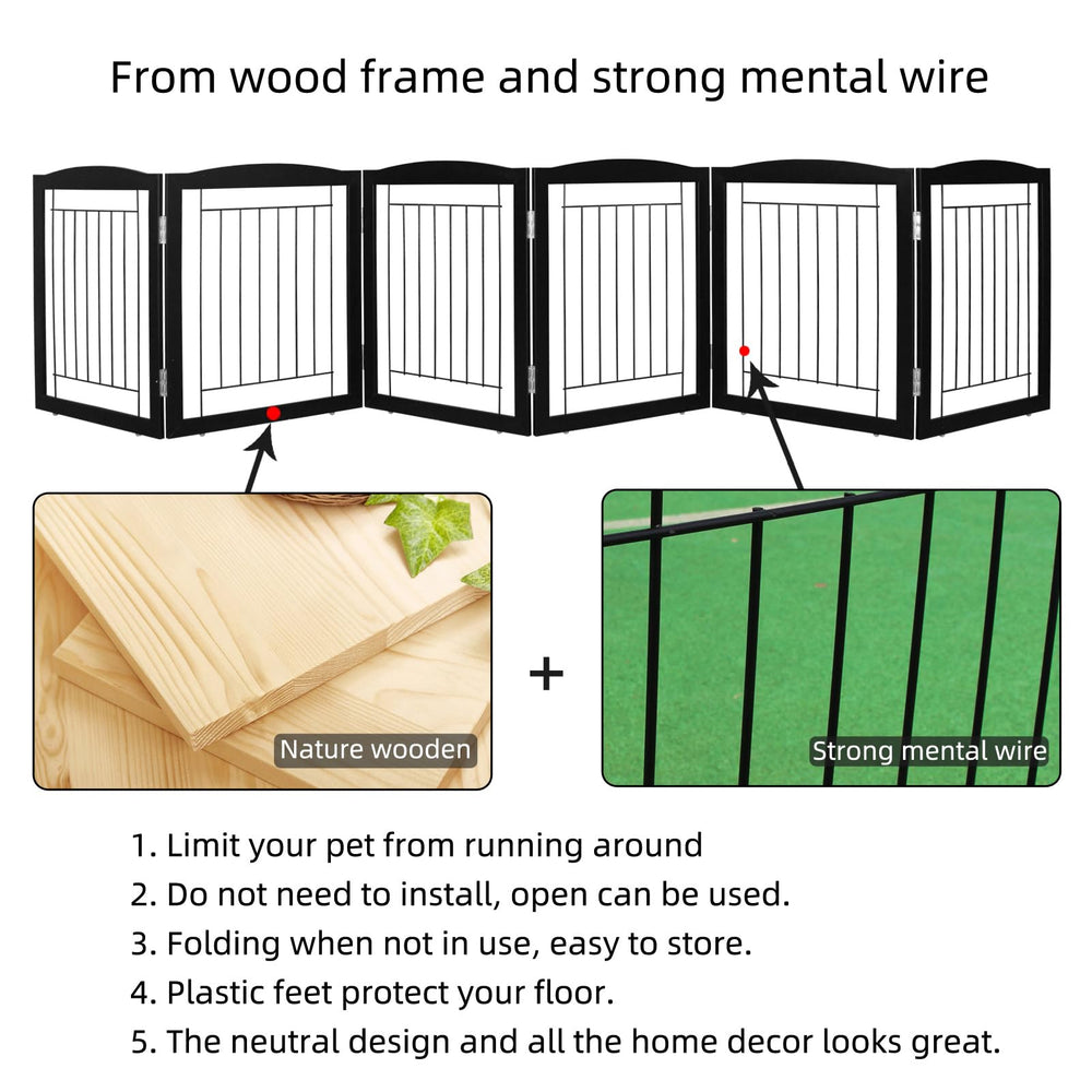 ZJSF 6-panel folding dog gate highlights versatile space division for pets.