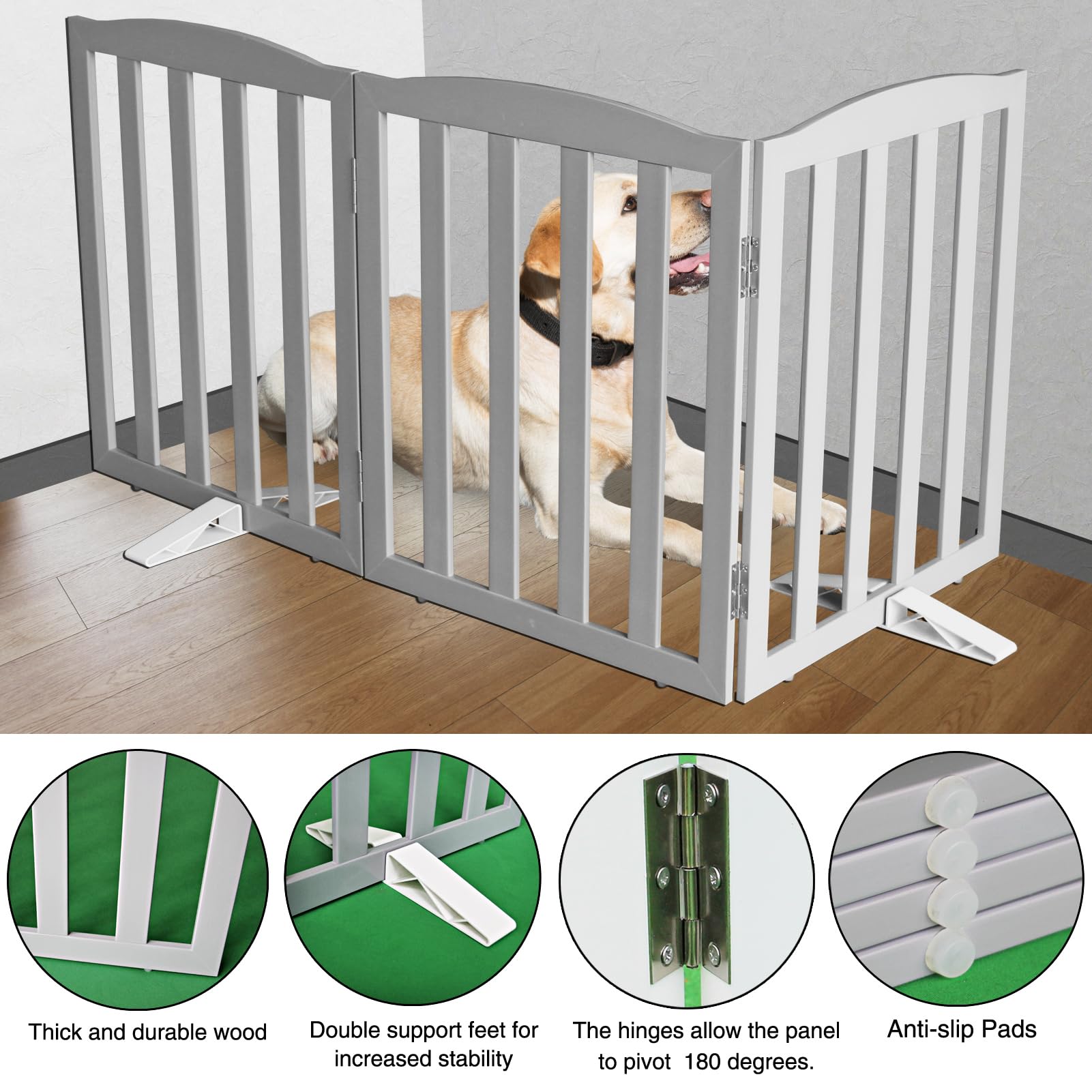 ZJSF 60-inch width opened gate keeps pets contained in larger spaces.