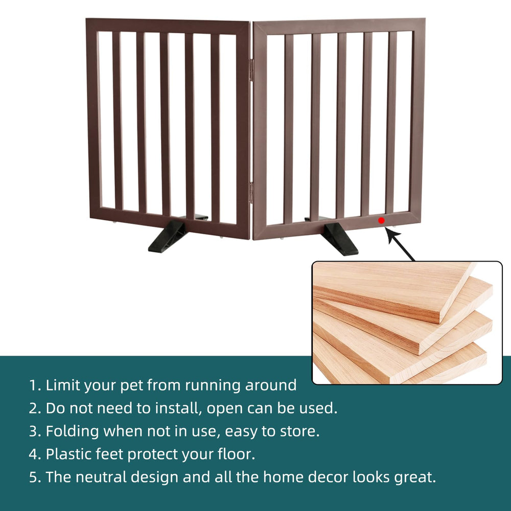 ZJSF brown cedar gate with non-slip feet protects floors