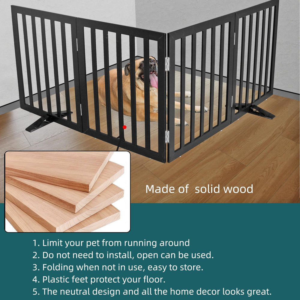 ZJSF cedar-wood-dog-gate-non-slip-feet protects floors while keeping pets contained.
