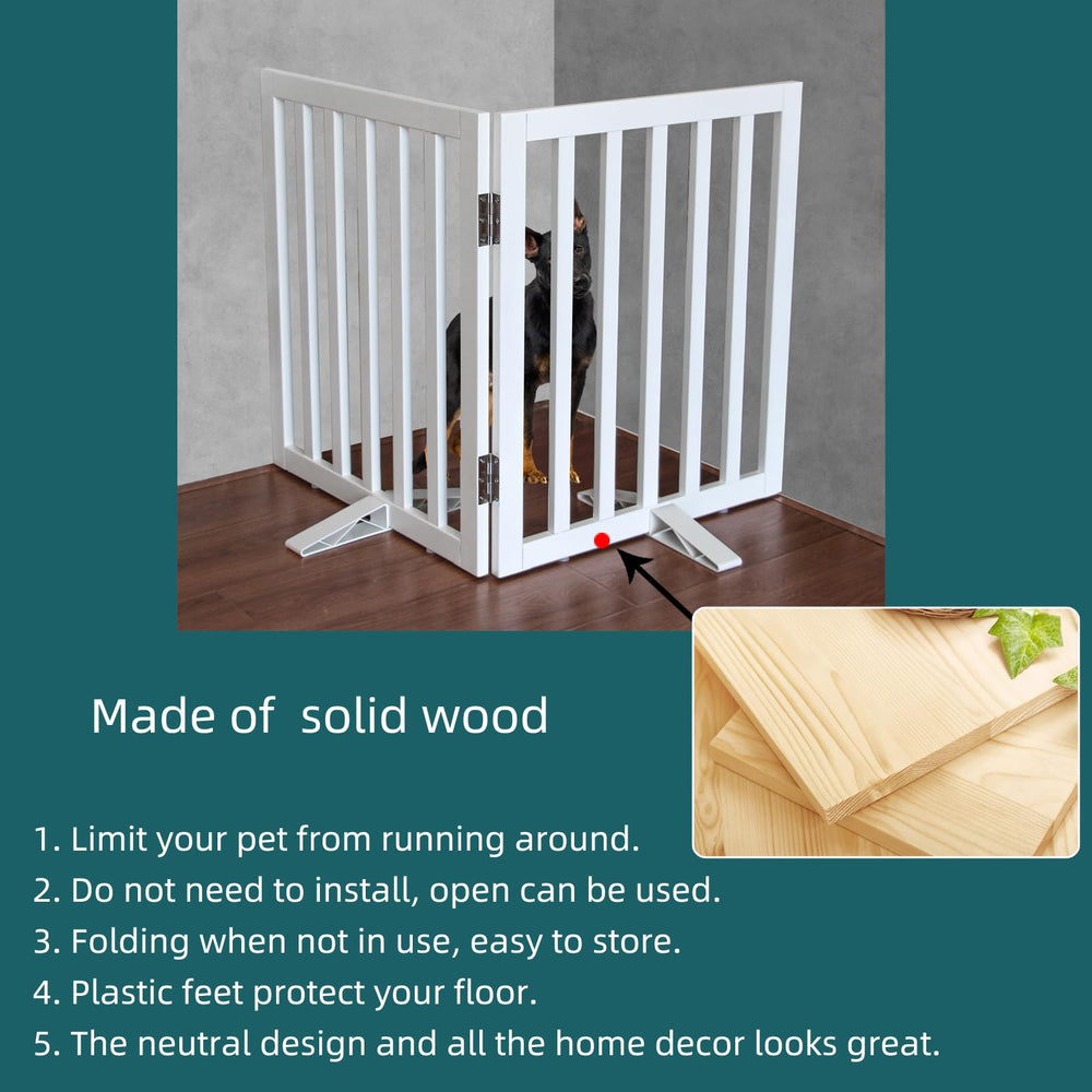 ZJSF cedar wood pet gate with non-slip feet protects floors.