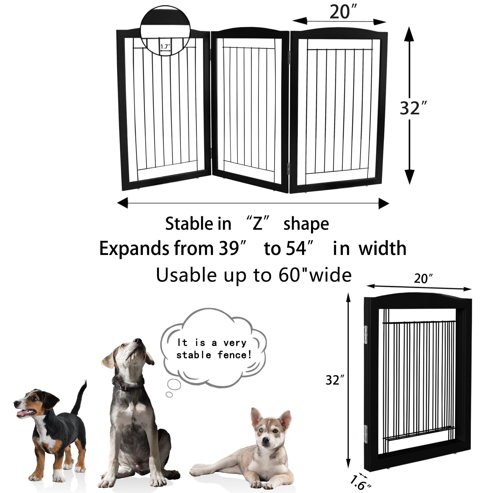 ZJSF 32-inch height gate fits standard doorway height
