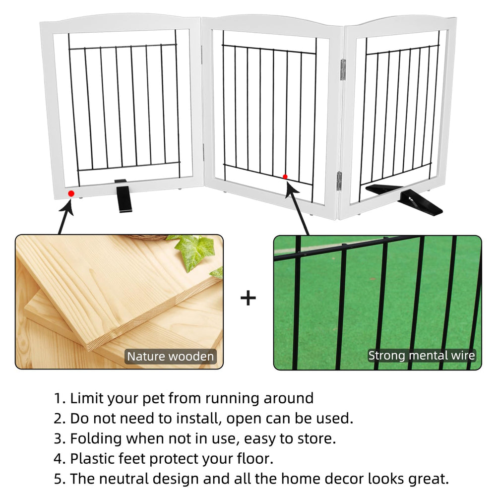 ZJSF freestanding dog gate 60-inch wide open hallway use.