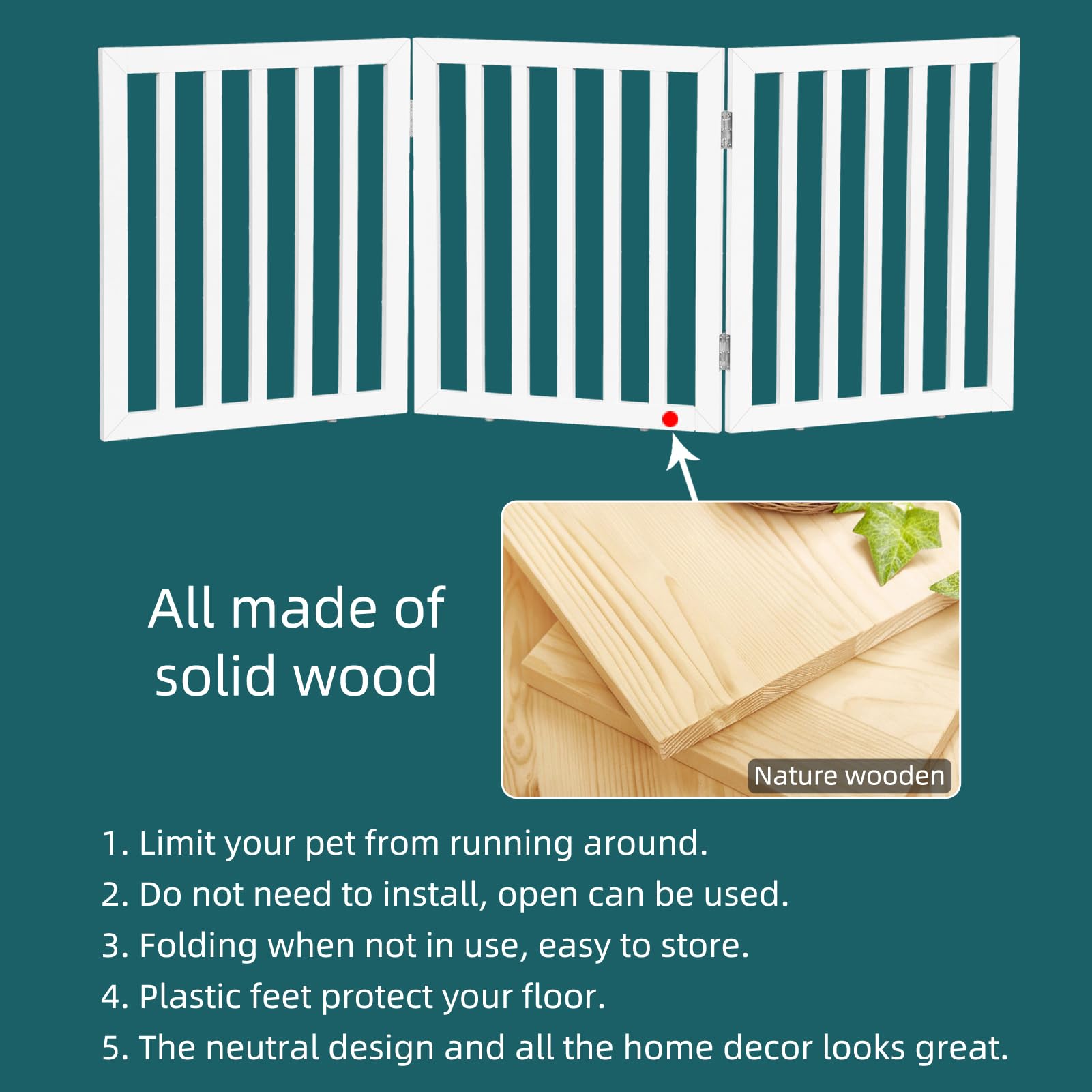 ZJSF dog gate anti-slip feet protect floors during pet confinement.