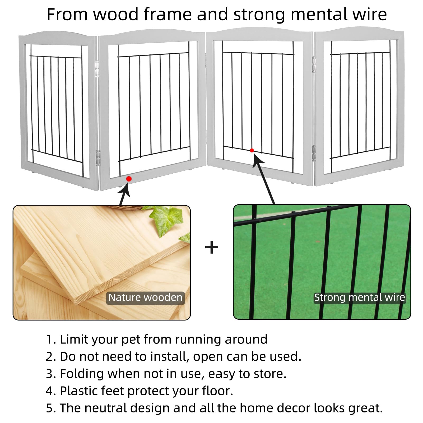 ZJSF 80-inch wide gate assembled with no assembly required for immediate setup.
