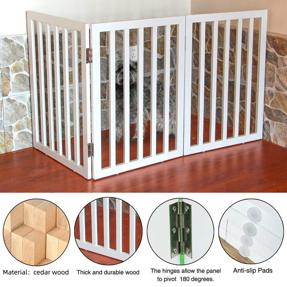 ZJSF dog gate collapsed-compact for easy storage between uses.