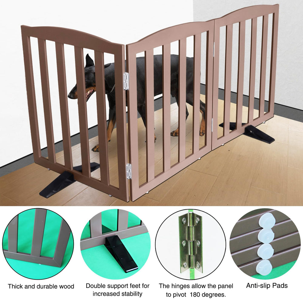 ZJSF collapsible gate expands to fit wide hallways for flexible pet containment.