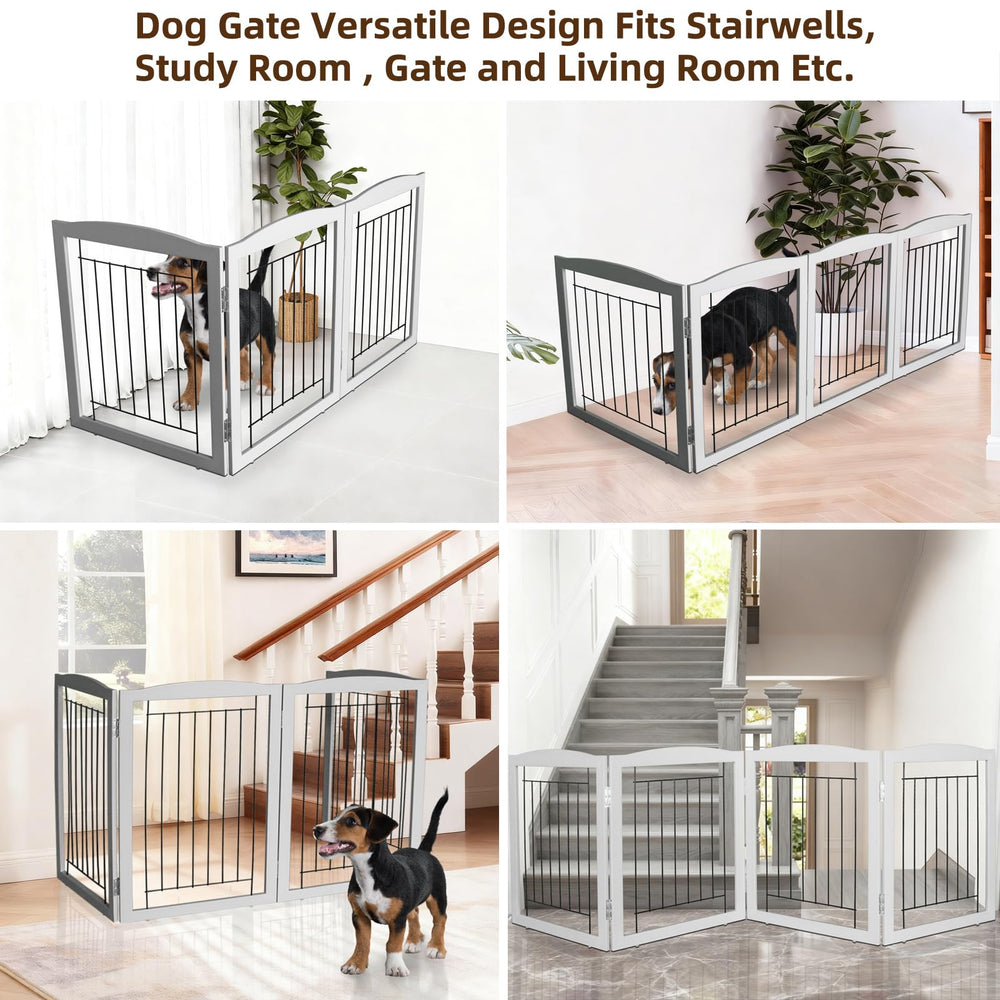 ZJSF dog gate collapsible stand-alone setup provides quick openness for room dividers.