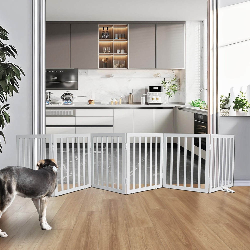 ZJSF dog gate folded into a Z shape demonstrates collapsible configuration.
