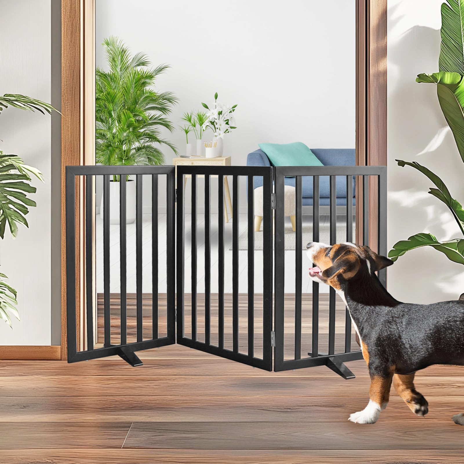 ZJSF foldable gate shown folded wide Z-shape for doorways and stairs.