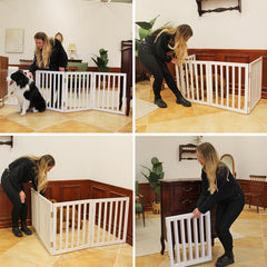 ZJSF dog gate freestanding indoor design shown without wall mounting for versatile spaces.