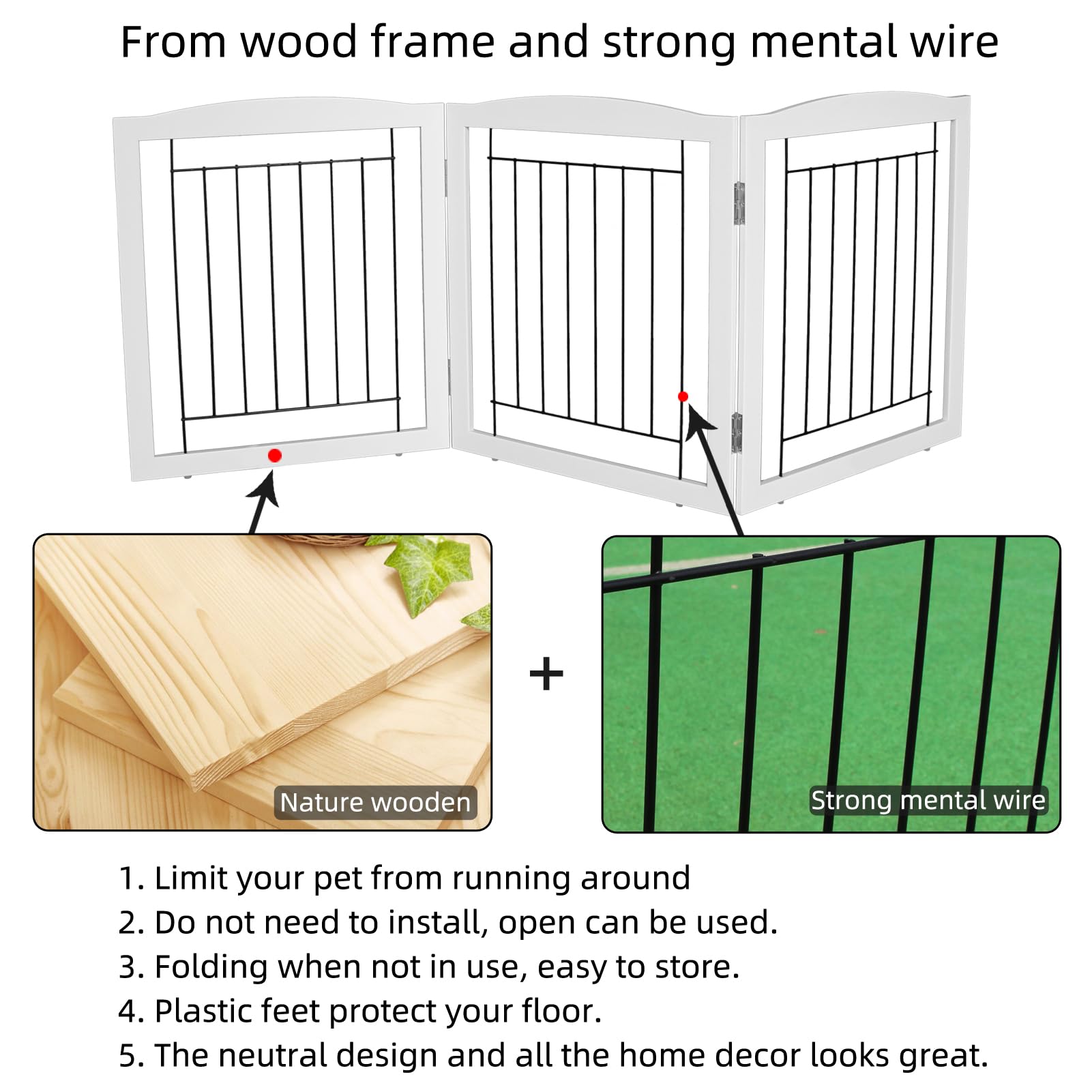 ZJSF freestanding gate in living room demonstrates no-assembly convenience.