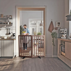 ZJSF gate in hallway setup demonstrates freestanding design