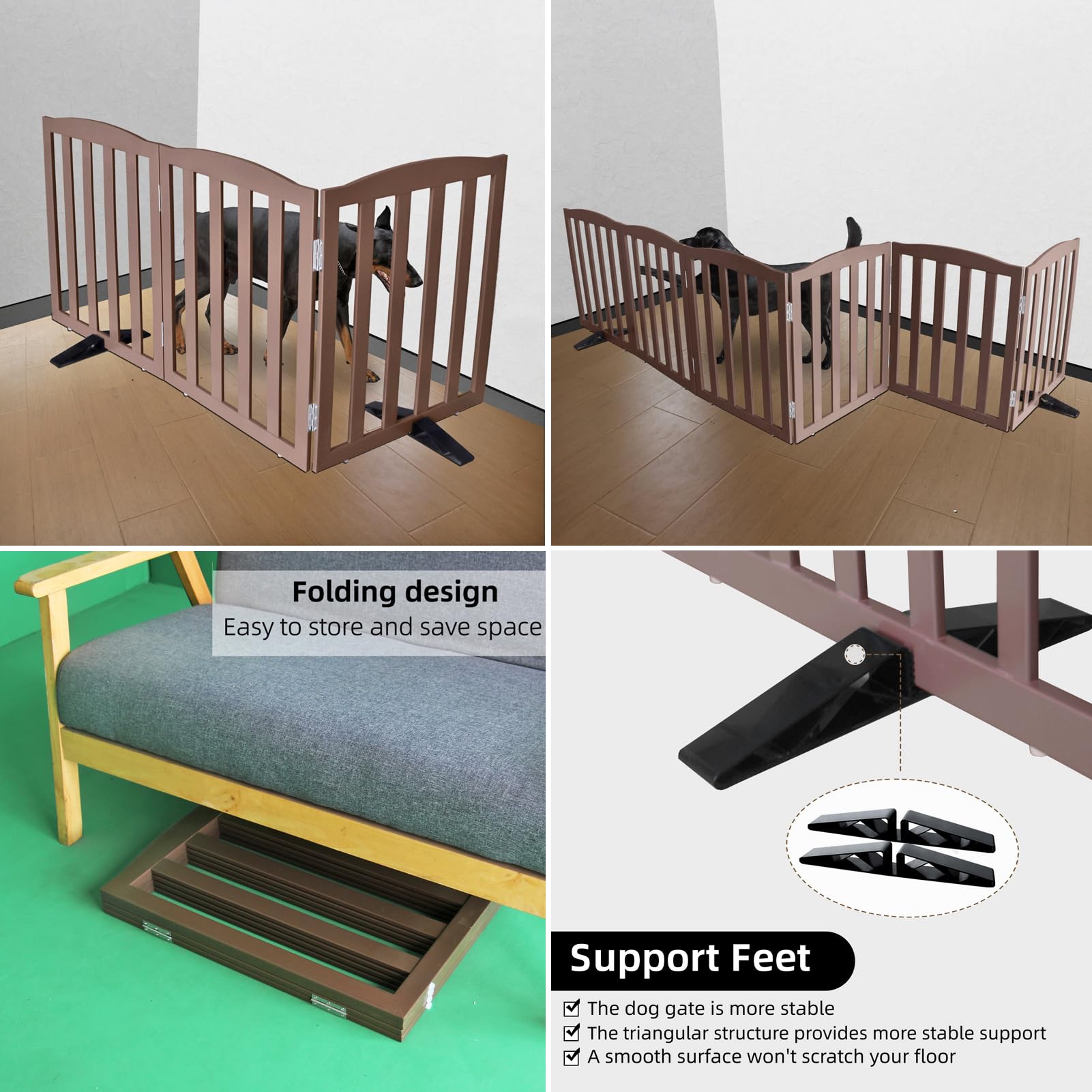 ZJSF dog gate in hallway showcases freestanding design that adapts to space without permanent installation.