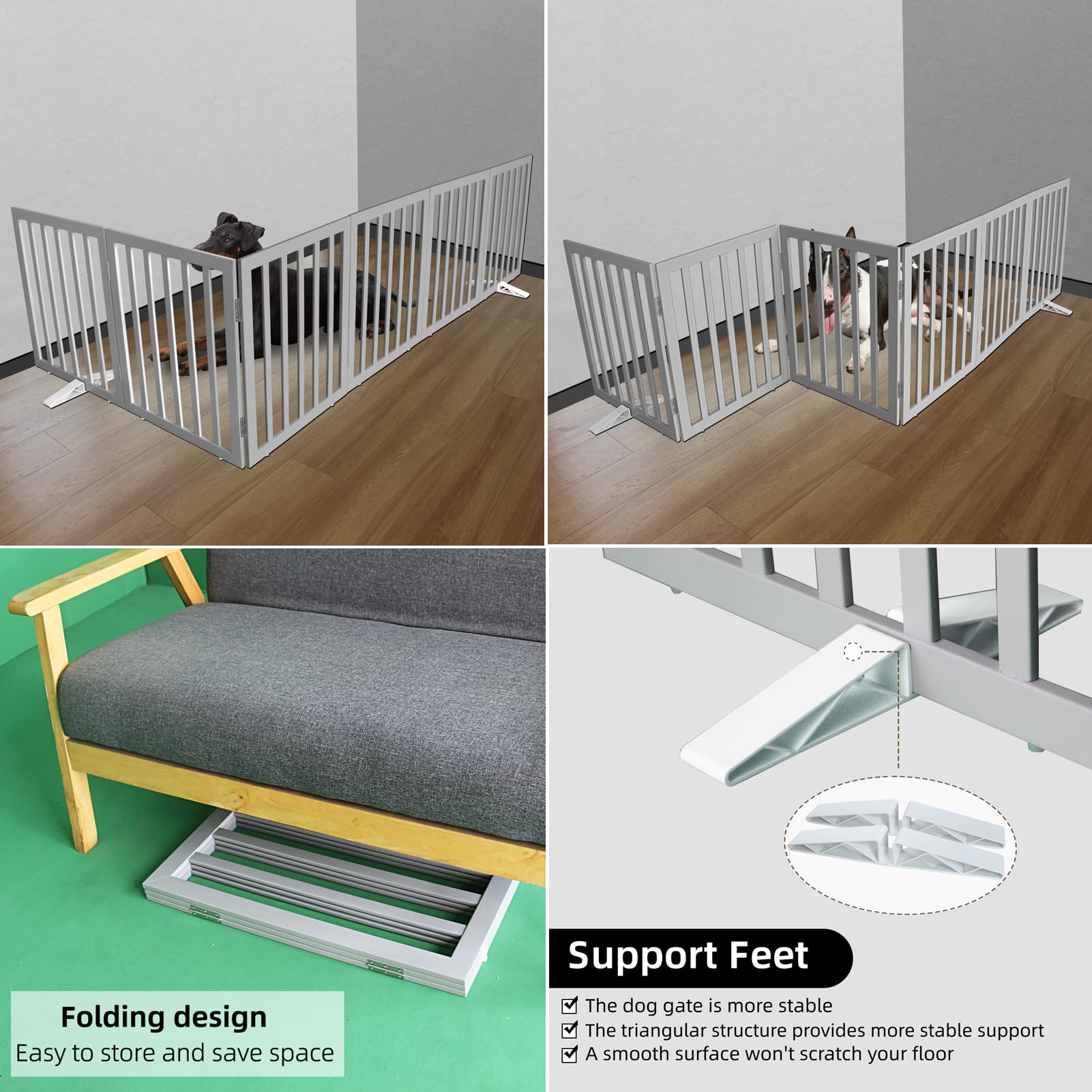 ZJSF dog gate unfolds instantly with no assembly required for quick setup.