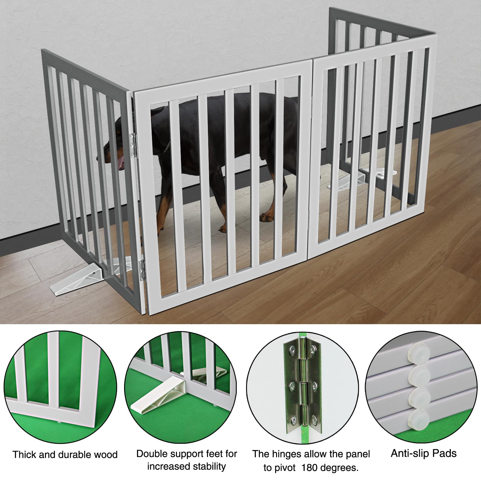 ZJSF dog gate with non-slip feet protects floors during use
