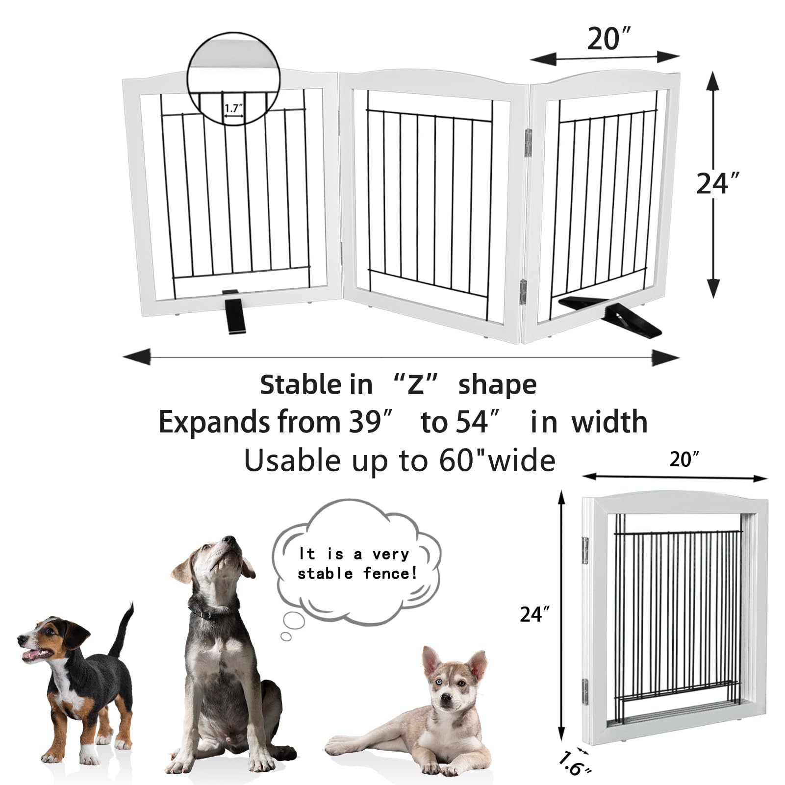 ZJSF dog gate with non-slip feet protects floors during use.