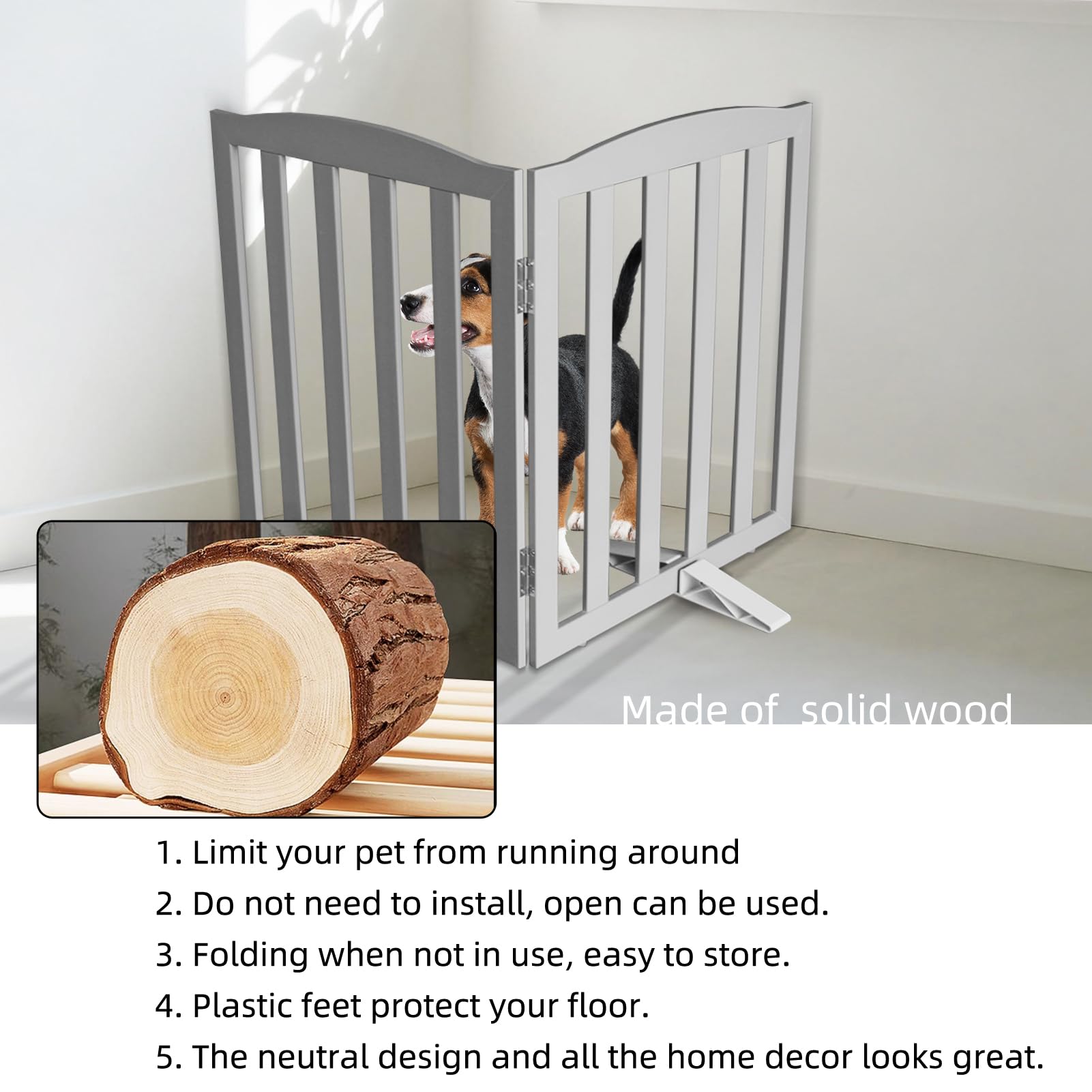 ZJSF dog gate opened width 40 inches for wide hallways and stairs.